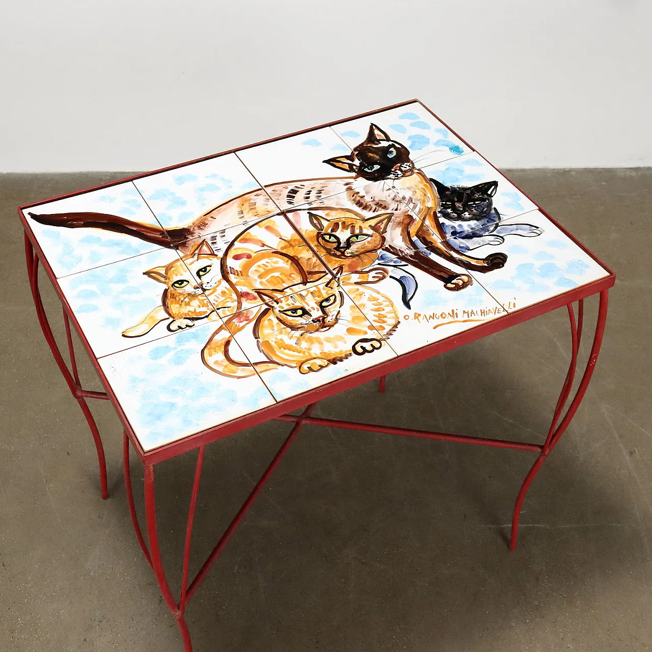 Iron and tile table, 20th century 3