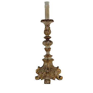 Lacquered and gilded carved wooden torch, mid-19th century