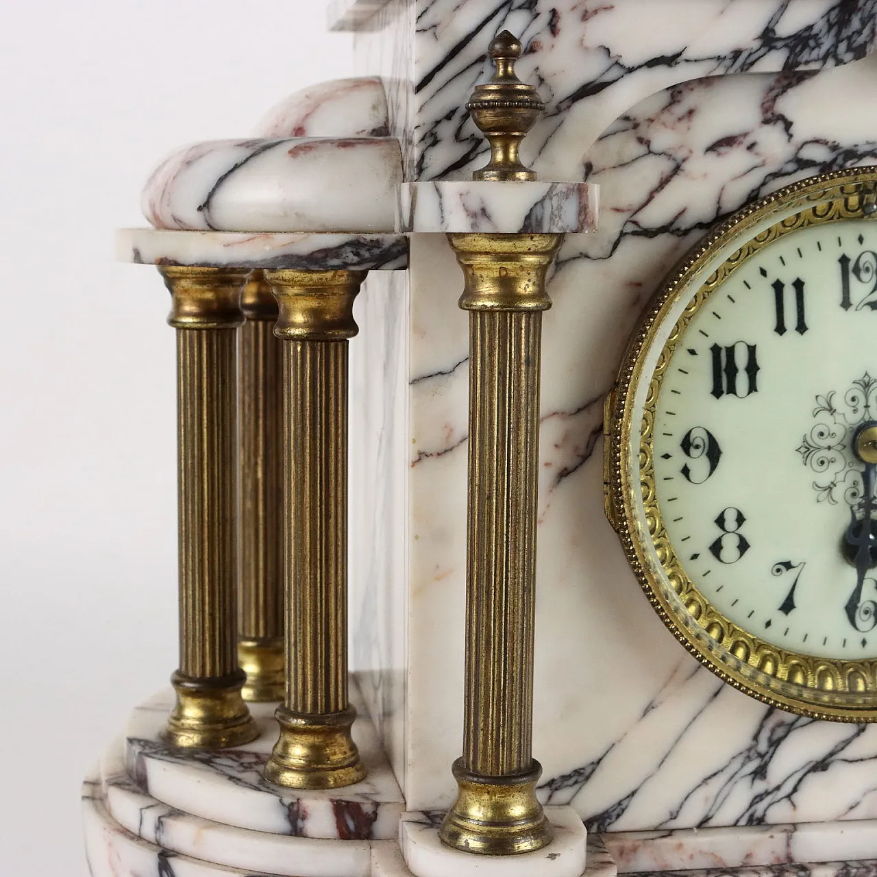 Countertop clock in Breccia marble with gilded metal columns 6