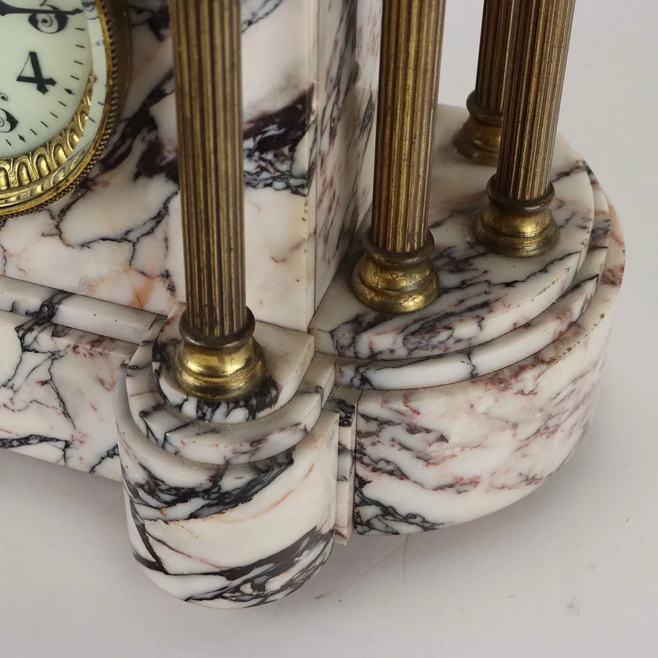 Countertop clock in Breccia marble with gilded metal columns 7