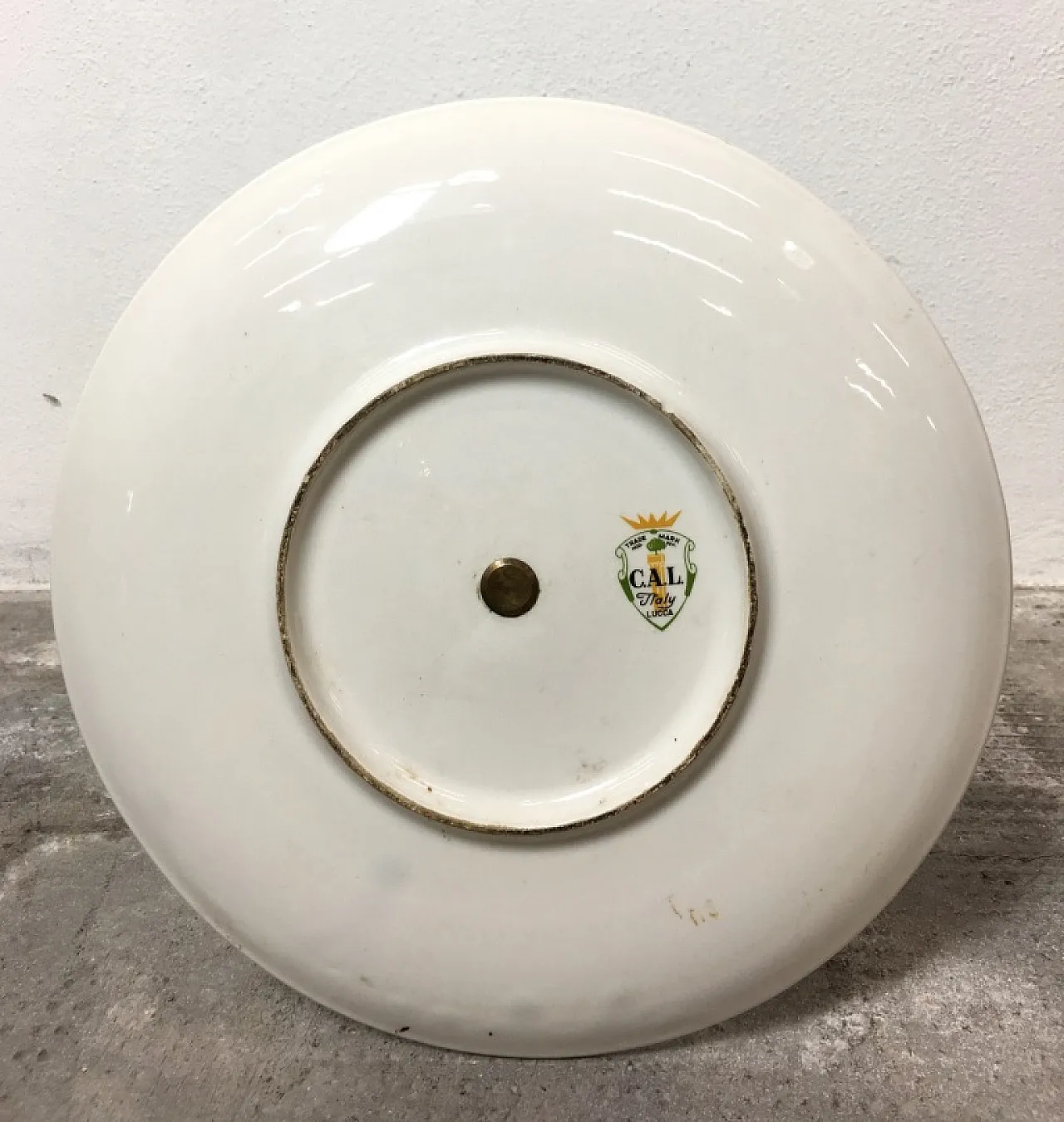 C.A.L. Lucca, portafrutta multipiano in ceramica e ottone, anni '60 4