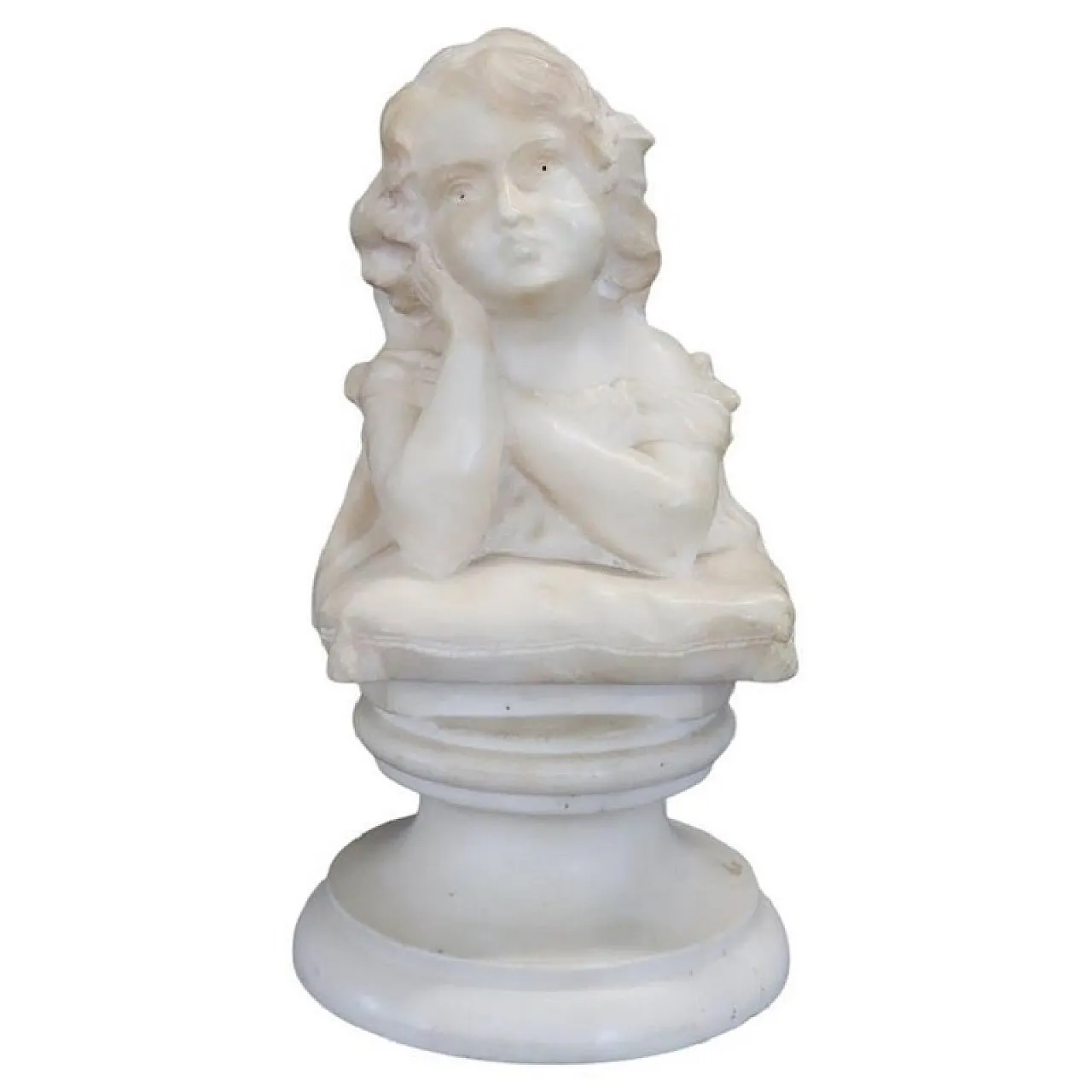 A.Frilli, White marble bust on base signed , 19th century 1