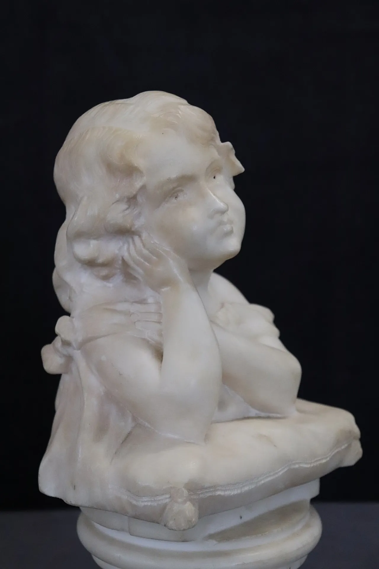 A.Frilli, White marble bust on base signed , 19th century 3