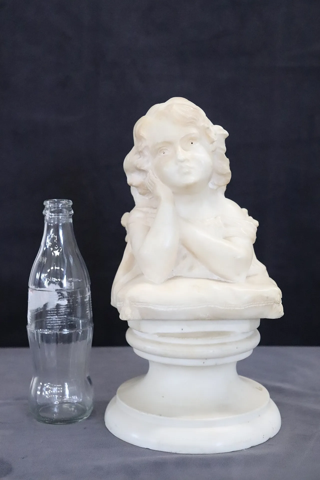 A.Frilli, White marble bust on base signed , 19th century 14