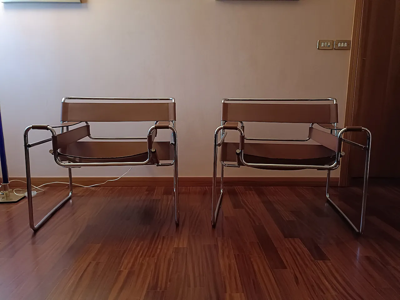 Pair of  Wassily armchairs B3 by M. Breuer for Gavina, 70s 1