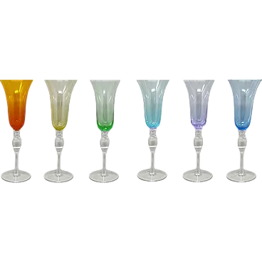 6 colored Murano glasses, 1960s