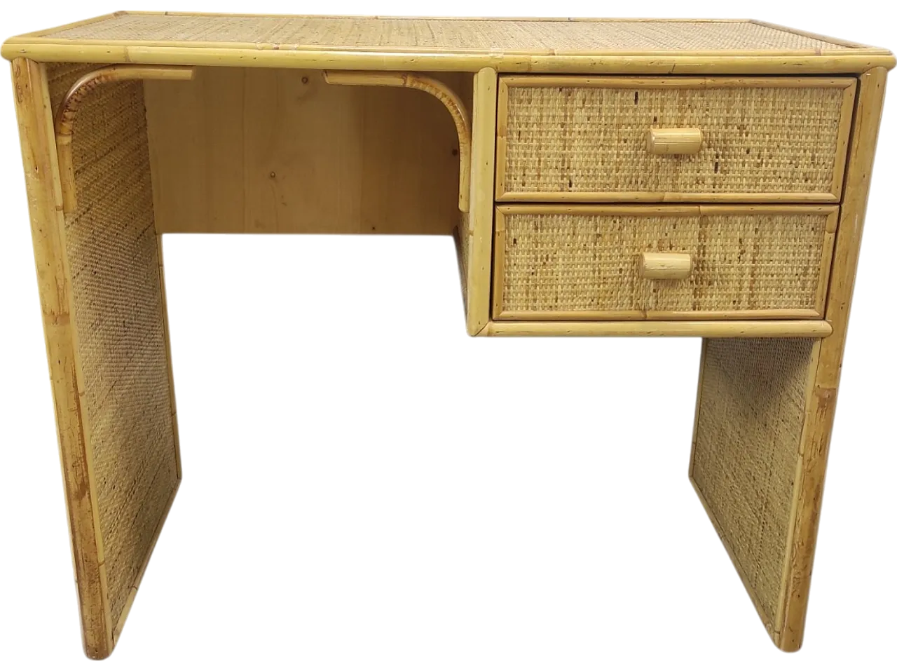 Bamboo wicker desk, 1970s 7