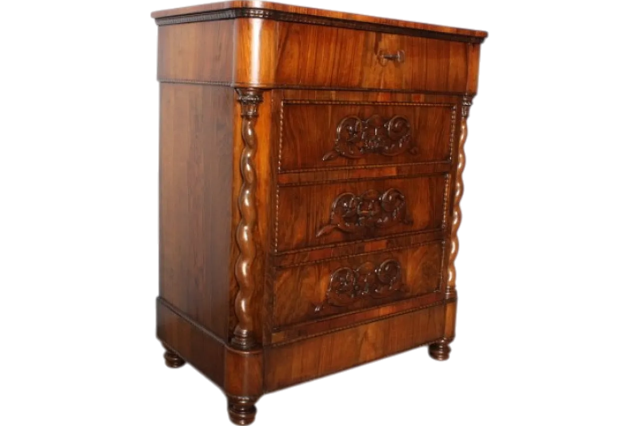 Antique Tuscan chest of drawers from the 19th century, 3 drawers with flap. L.F 23