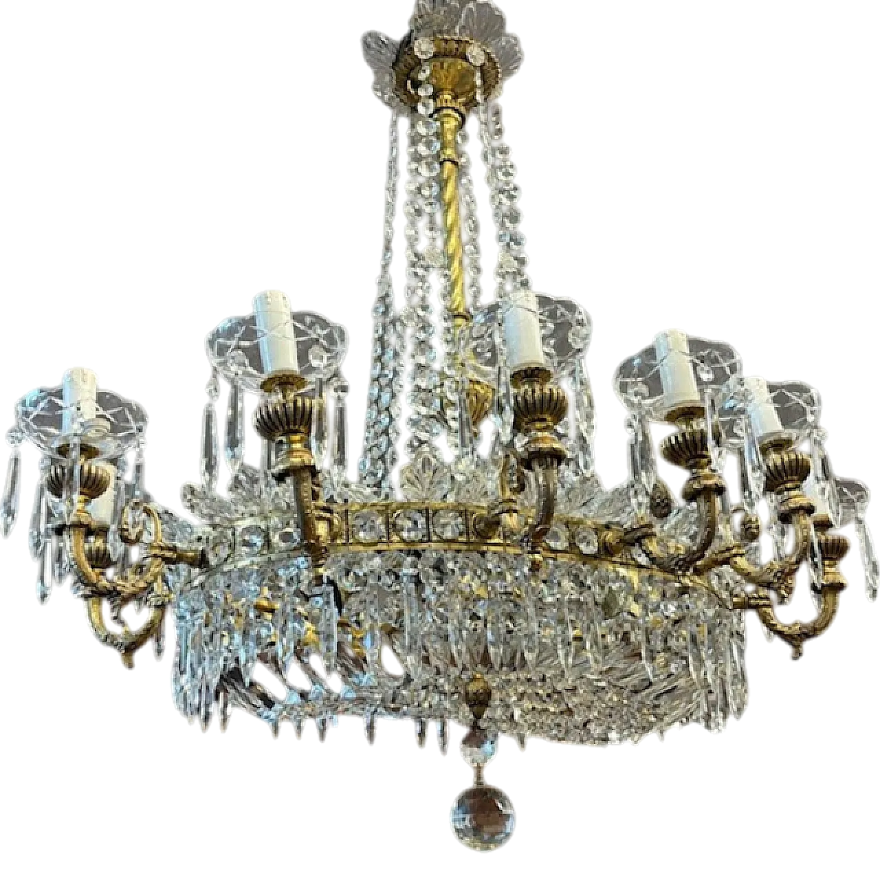 Gilded bronze and crystal chandelier, early 20th century 17