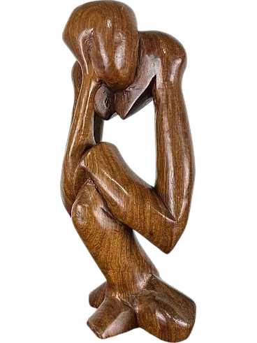 Pensatore, scultura in legno, anni '70