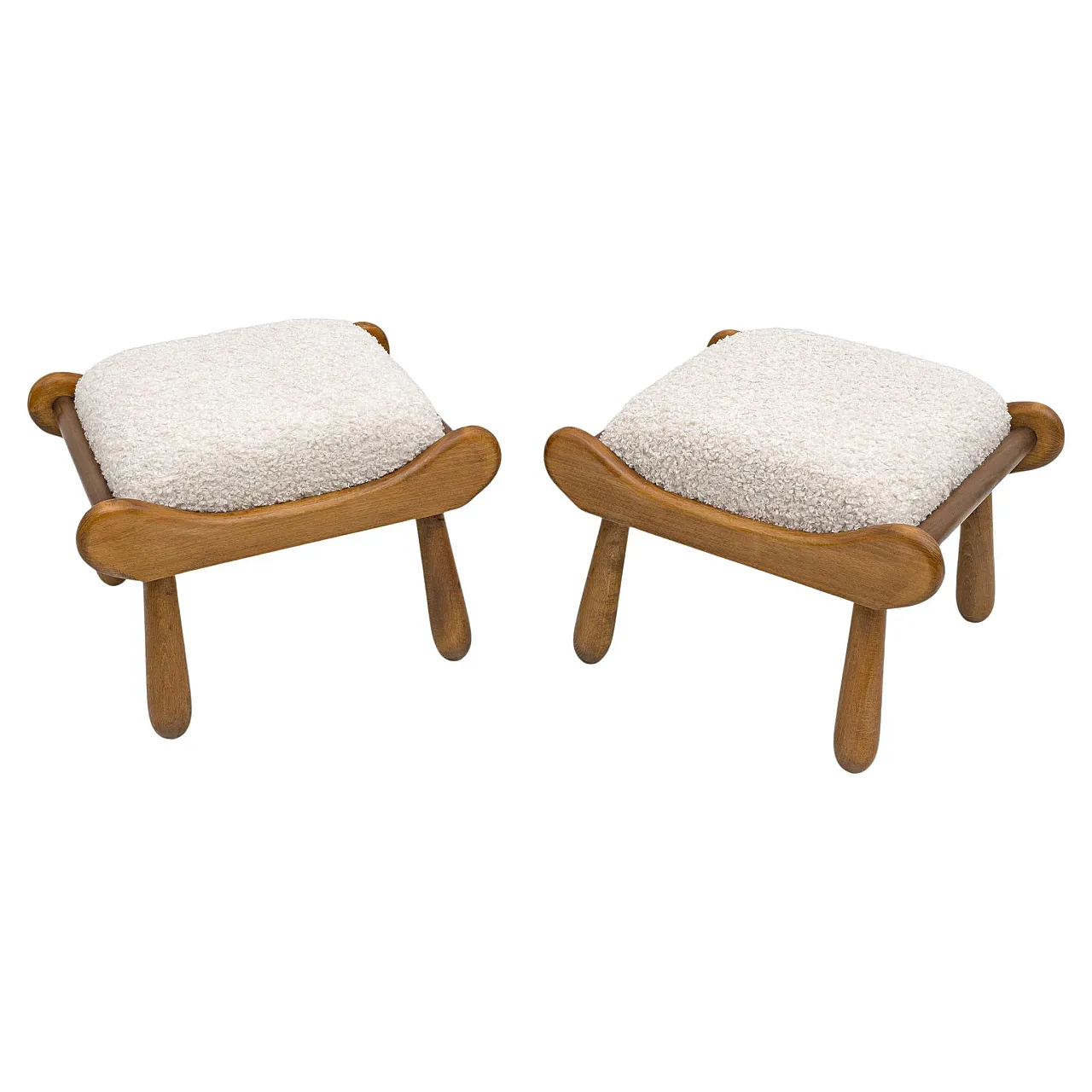 Pair of Philip Arctander style beech stool, 1960s 1