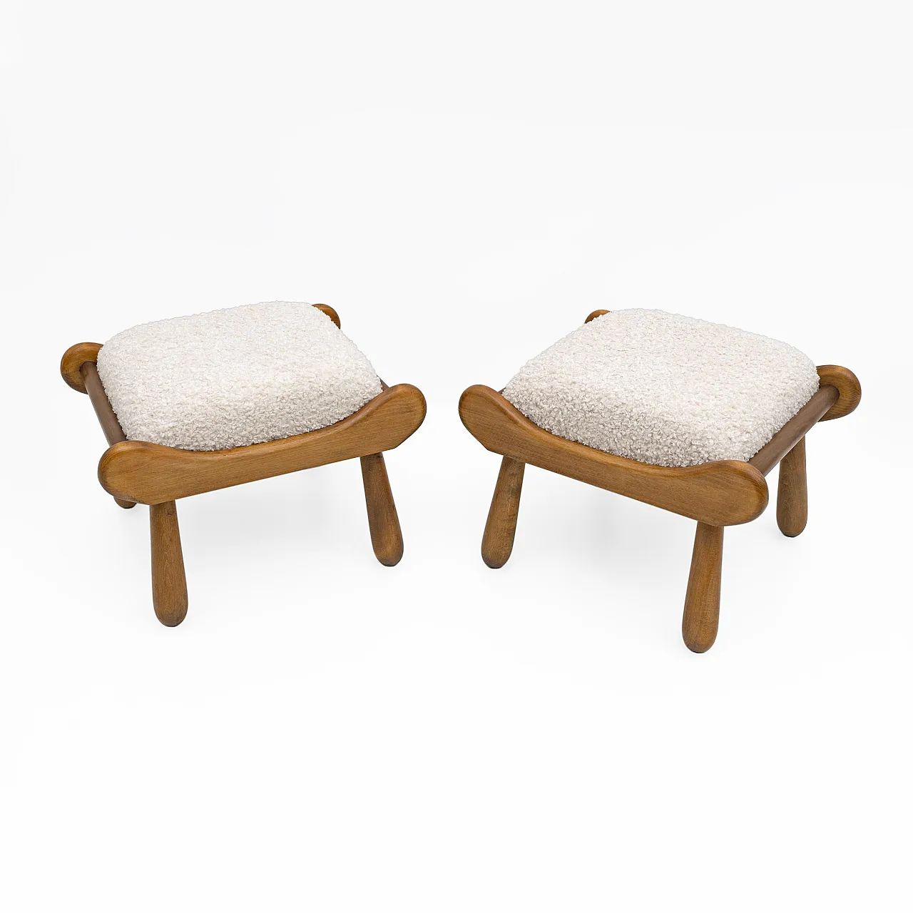 Pair of Philip Arctander style beech stool, 1960s 2