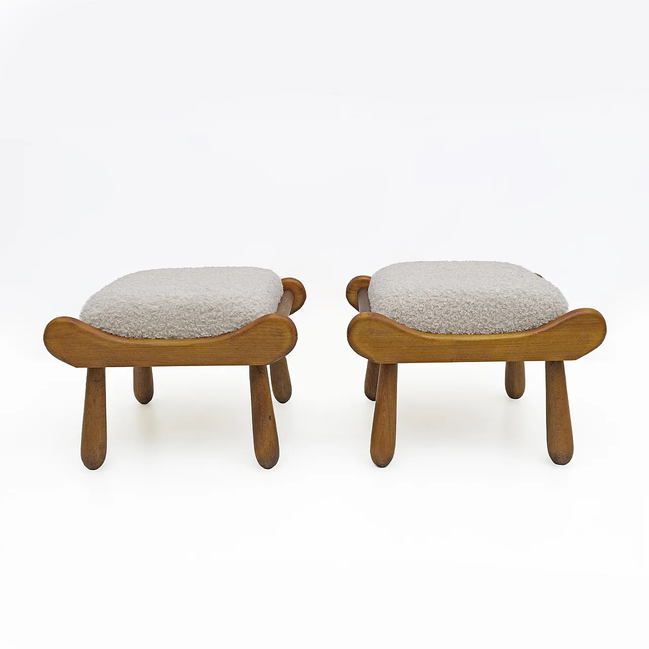 Pair of Philip Arctander style beech stool, 1960s 3