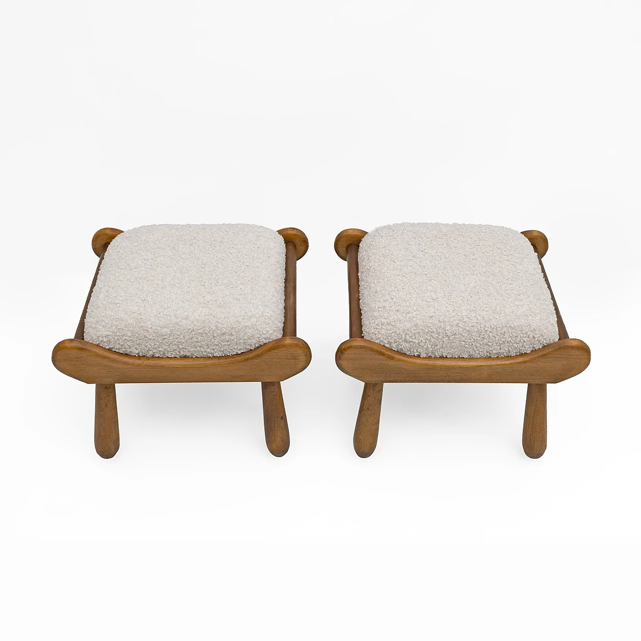 Pair of Philip Arctander style beech stool, 1960s 4