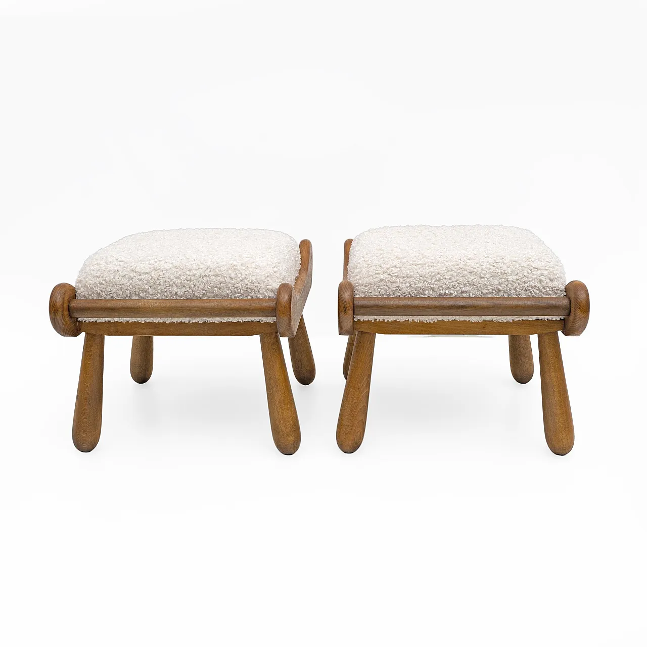 Pair of Philip Arctander style beech stool, 1960s 5