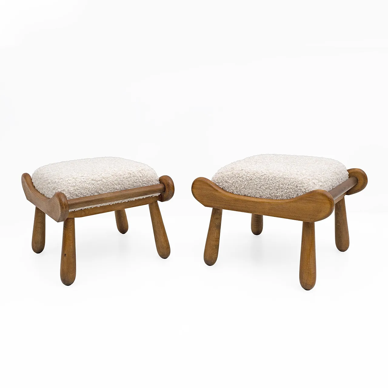 Pair of Philip Arctander style beech stool, 1960s 6