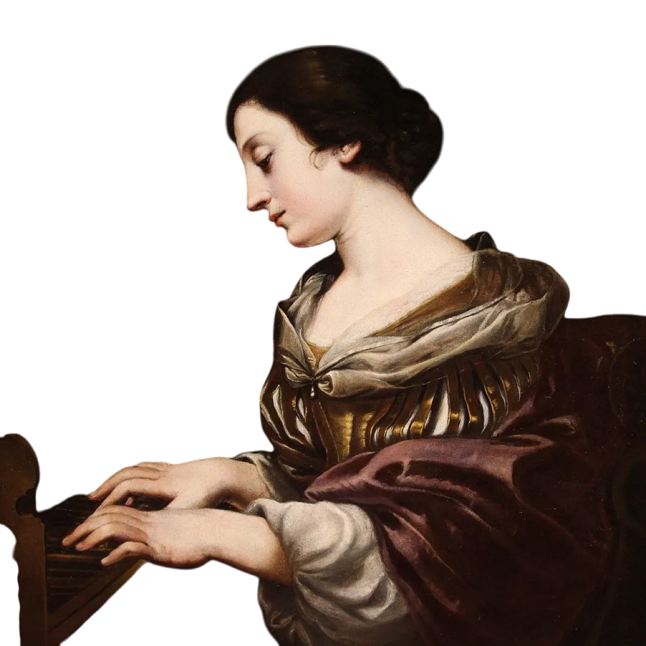 Saint Cecilia at the organ, Baroque Italian painting, 17th century 16