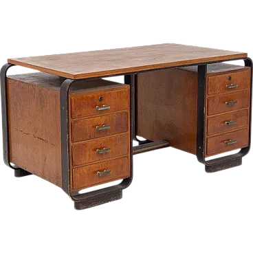 Desk in wood and metal by Giuseppe Pagano, 1940s