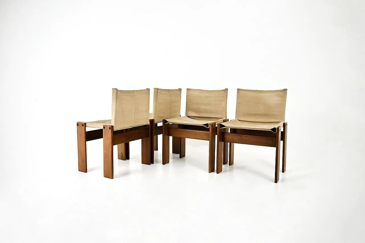 4 Monk dining chairs by Afra & Tobia Scarpa for Molteni, 1970s 1