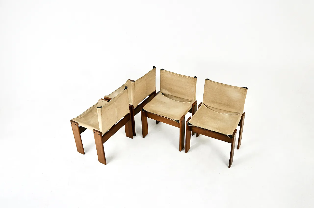 4 Monk dining chairs by Afra & Tobia Scarpa for Molteni, 1970s 2