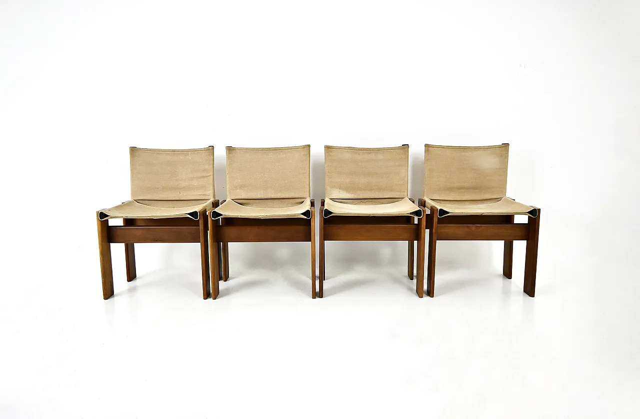 4 Monk dining chairs by Afra & Tobia Scarpa for Molteni, 1970s 3