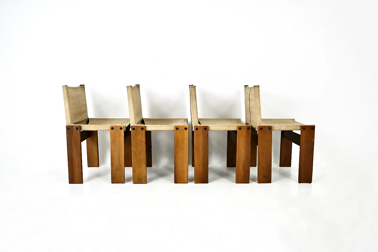 4 Monk dining chairs by Afra & Tobia Scarpa for Molteni, 1970s 4