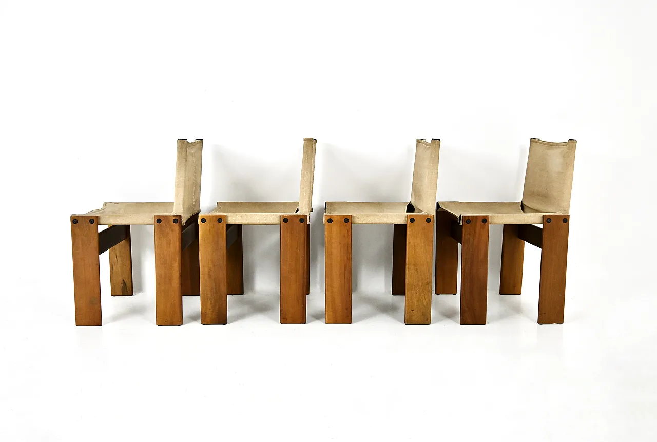 4 Monk dining chairs by Afra & Tobia Scarpa for Molteni, 1970s 6