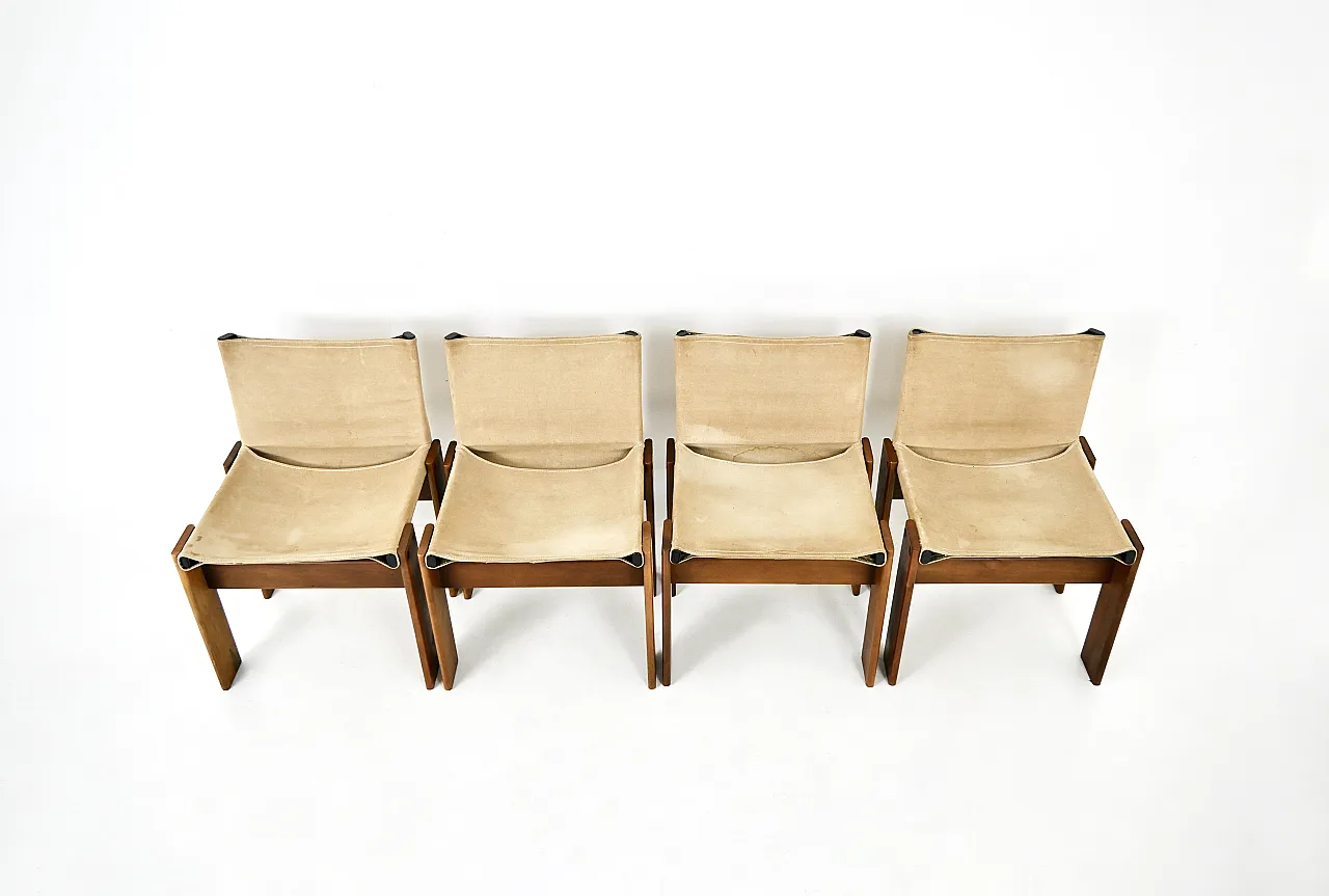 4 Monk dining chairs by Afra & Tobia Scarpa for Molteni, 1970s 7