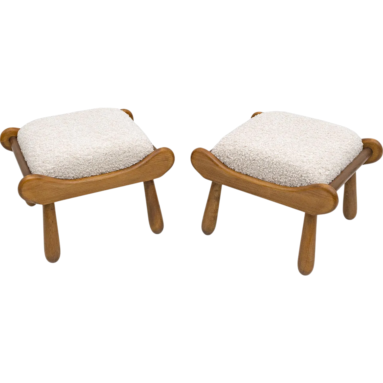 Pair of Philip Arctander style beech stool, 1960s 7