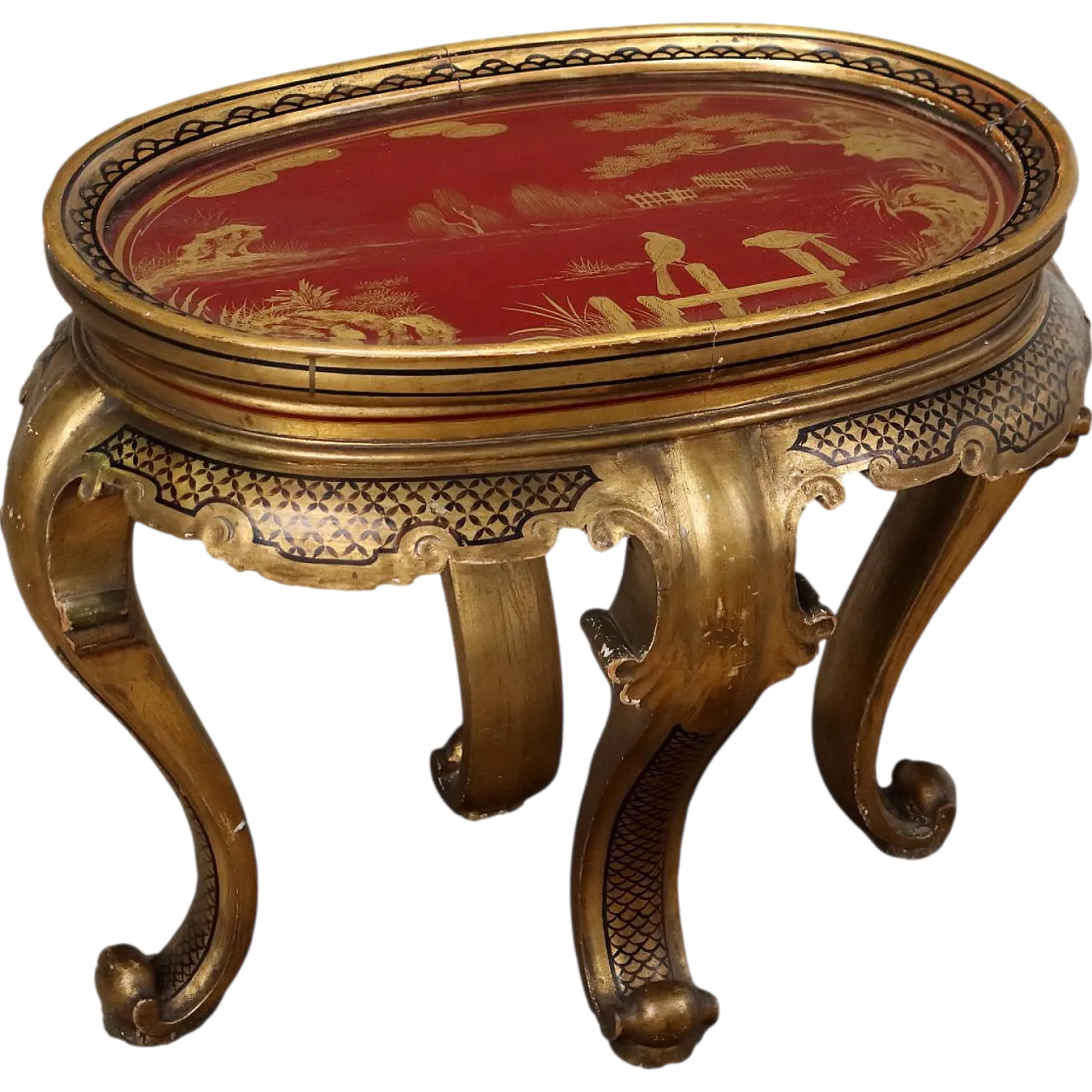 Lacquered wooden tray table, early 20th century 11