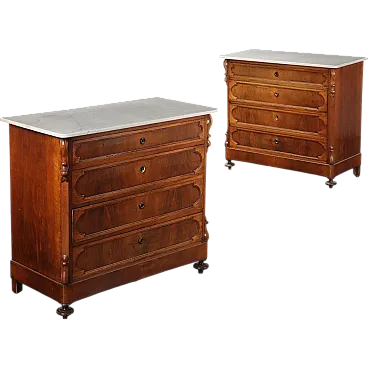 Pair of Louis Philippe wooden chests of drawers, 19th century