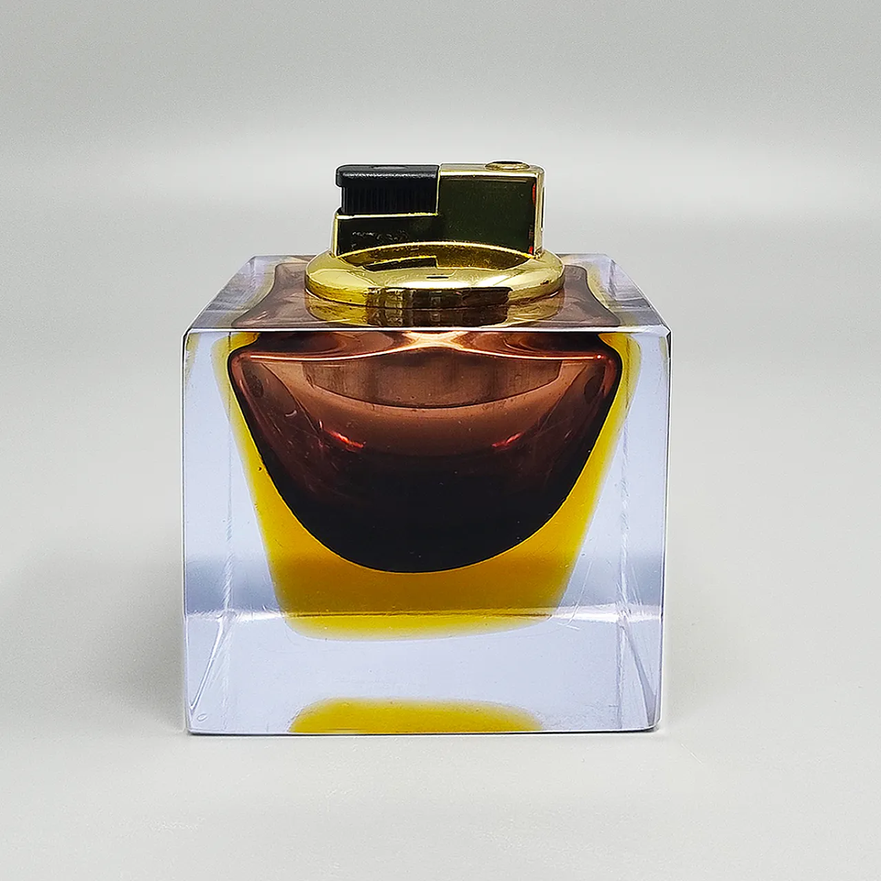 Brown Table Lighter in Murano Sommerso Glass By Flavio Poli, 60s 2