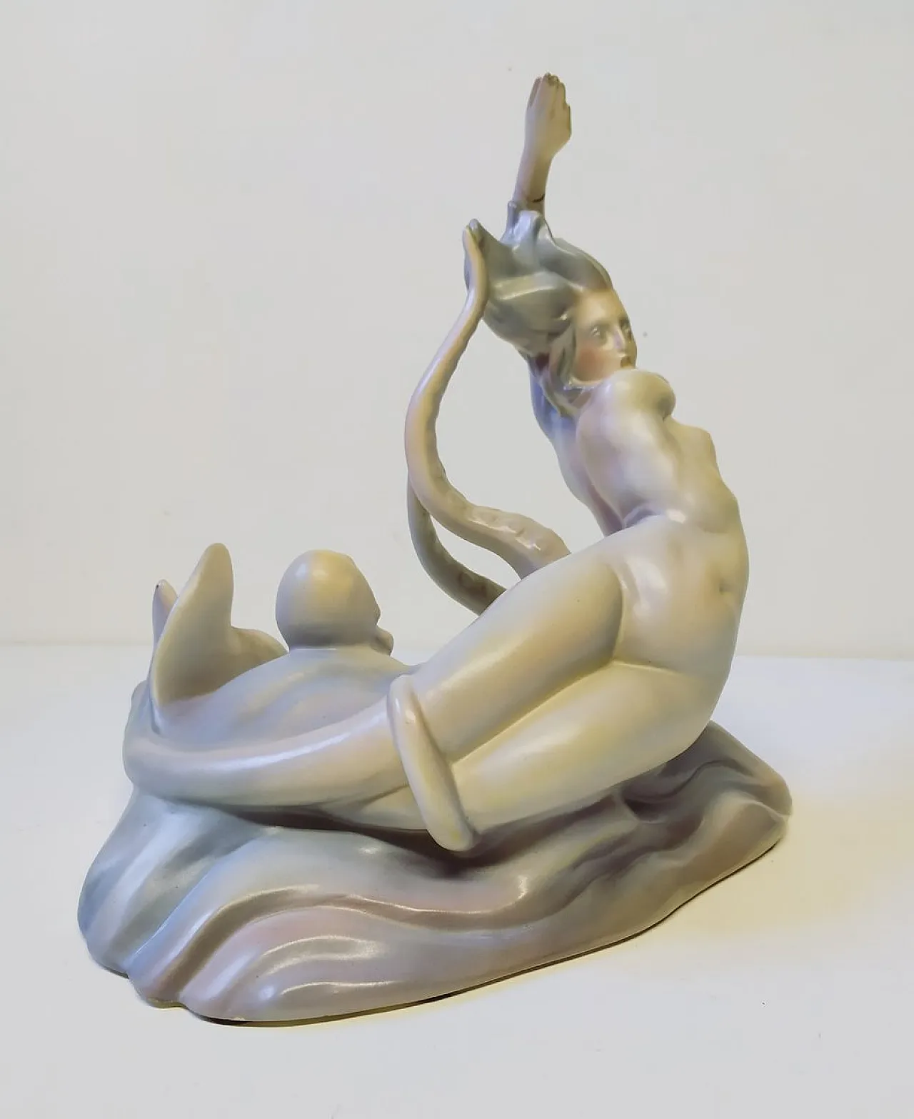 Scultura grande sirena in ceramica di Mapelli, anni '40 2