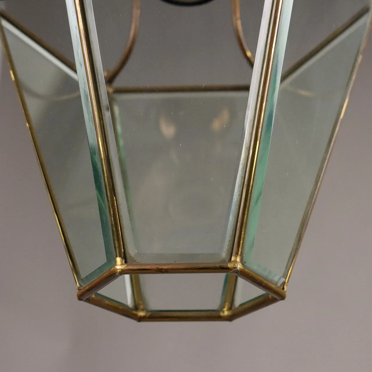 Pair of lanterns in metal and glass Italy, 20th Century 6