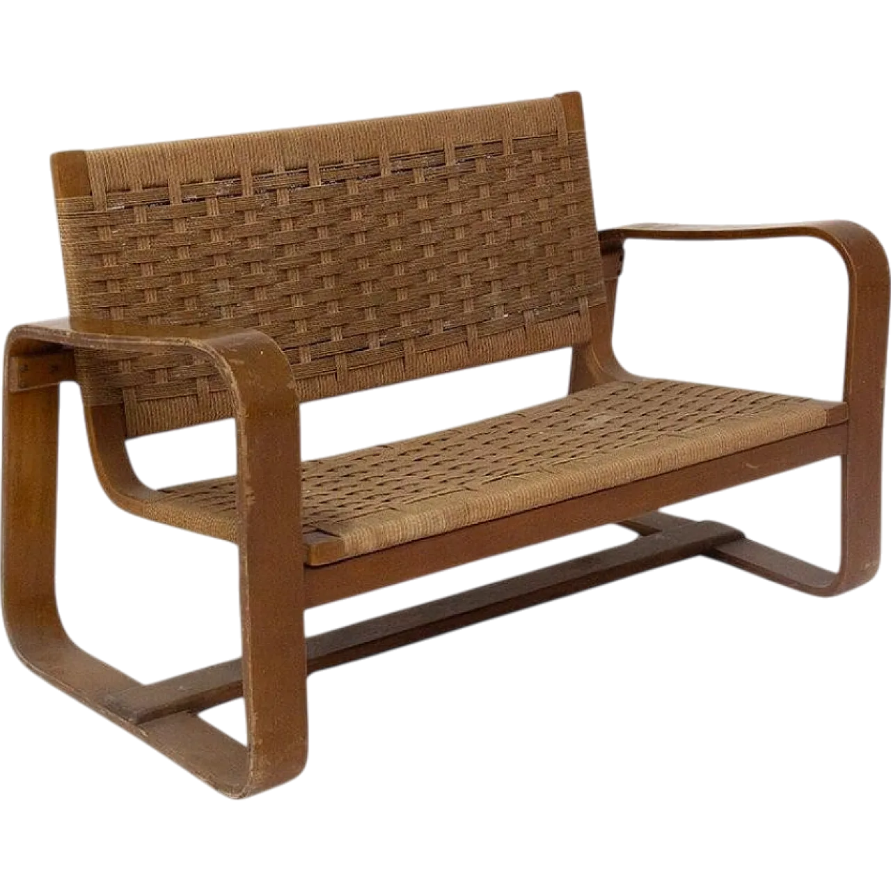 Wooden and straw sofa by Giuseppe Pagano, 1930s 10