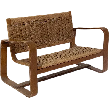 Wooden and straw sofa by Giuseppe Pagano, 1930s