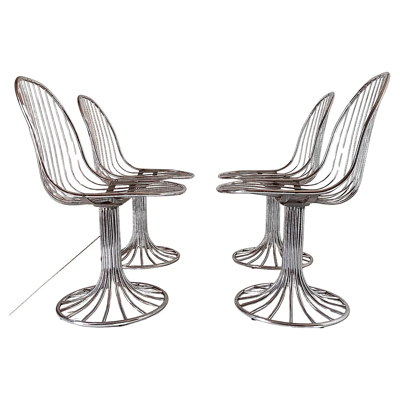 Chromed Steel Chairs, Gastone Rinaldi for RIMA, Italian 70s 3