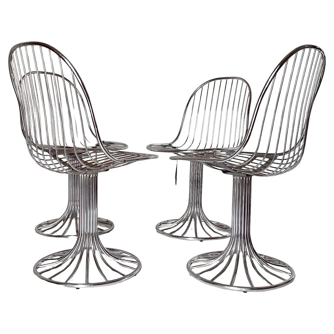 Chromed Steel Chairs, Gastone Rinaldi for RIMA, Italian 70s 4