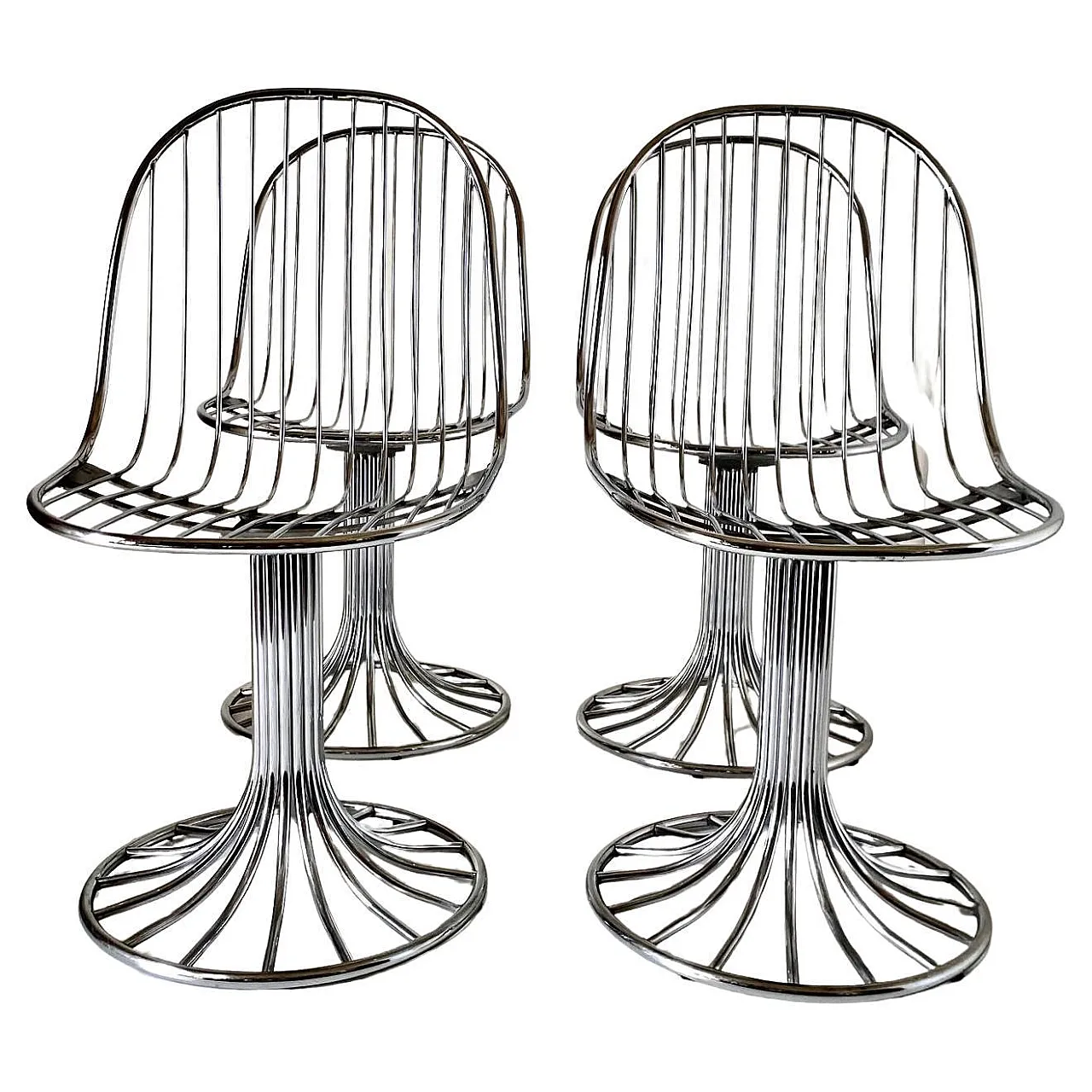 Chromed Steel Chairs, Gastone Rinaldi for RIMA, Italian 70s 5