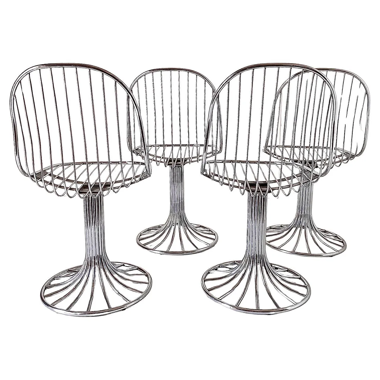 Chromed Steel Chairs, Gastone Rinaldi for RIMA, Italian 70s 6