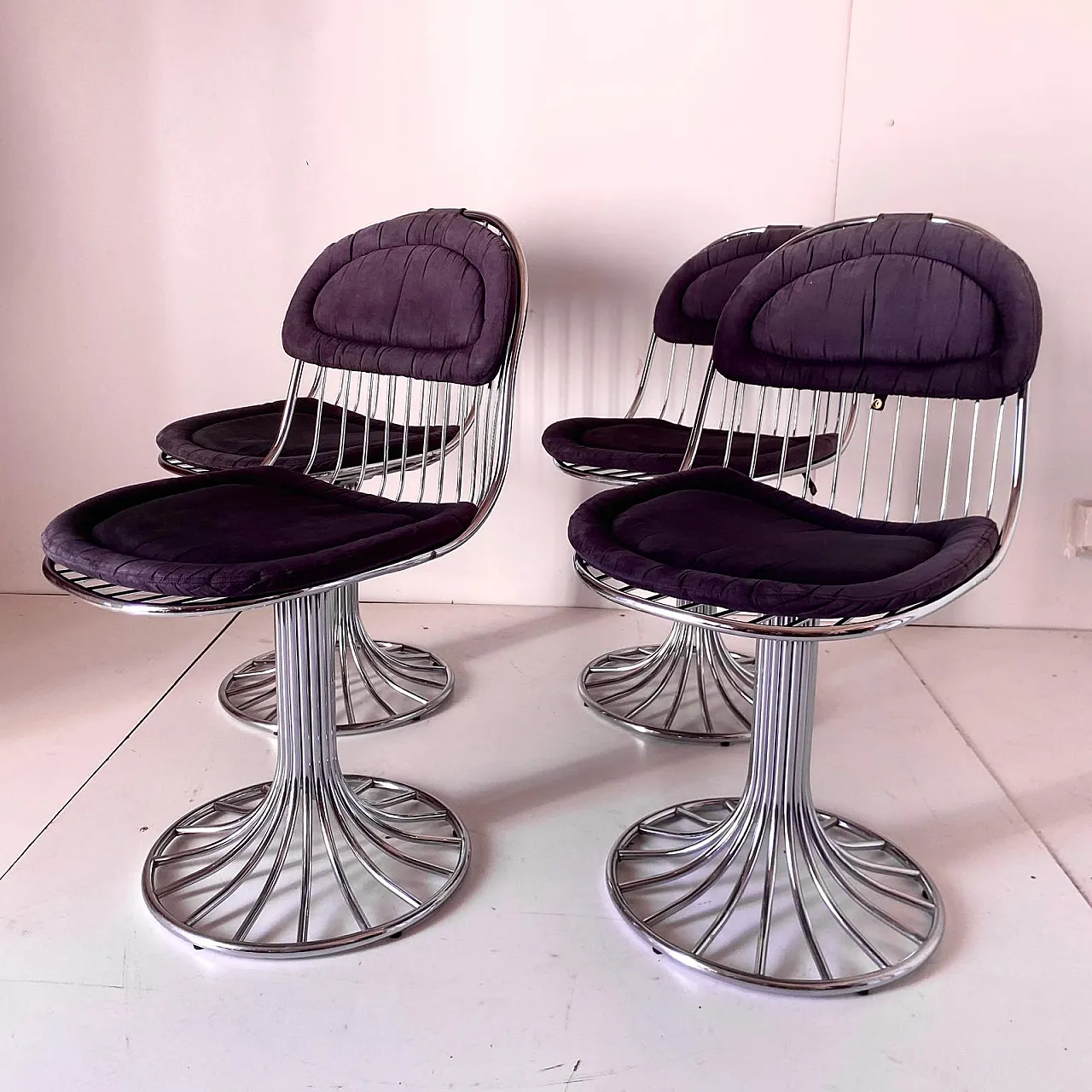 Chromed Steel Chairs, Gastone Rinaldi for RIMA, Italian 70s 10