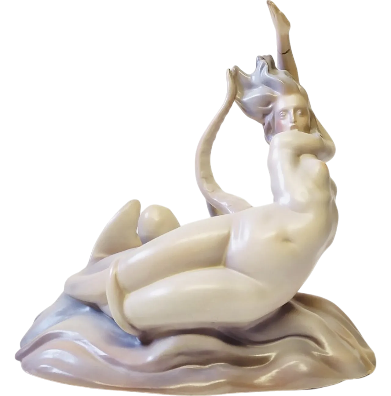 Scultura grande sirena in ceramica di Mapelli, anni '40 10