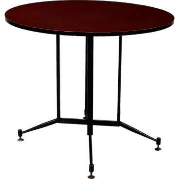 Round table in laminate metal brass, 1960s