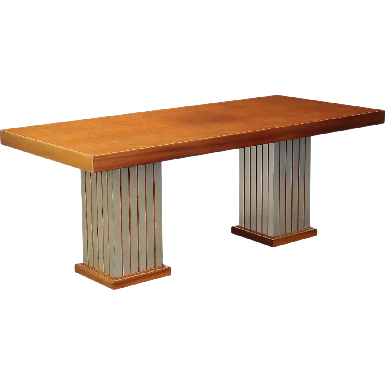 Mahogany veneer and aluminium table, late 20th century 9