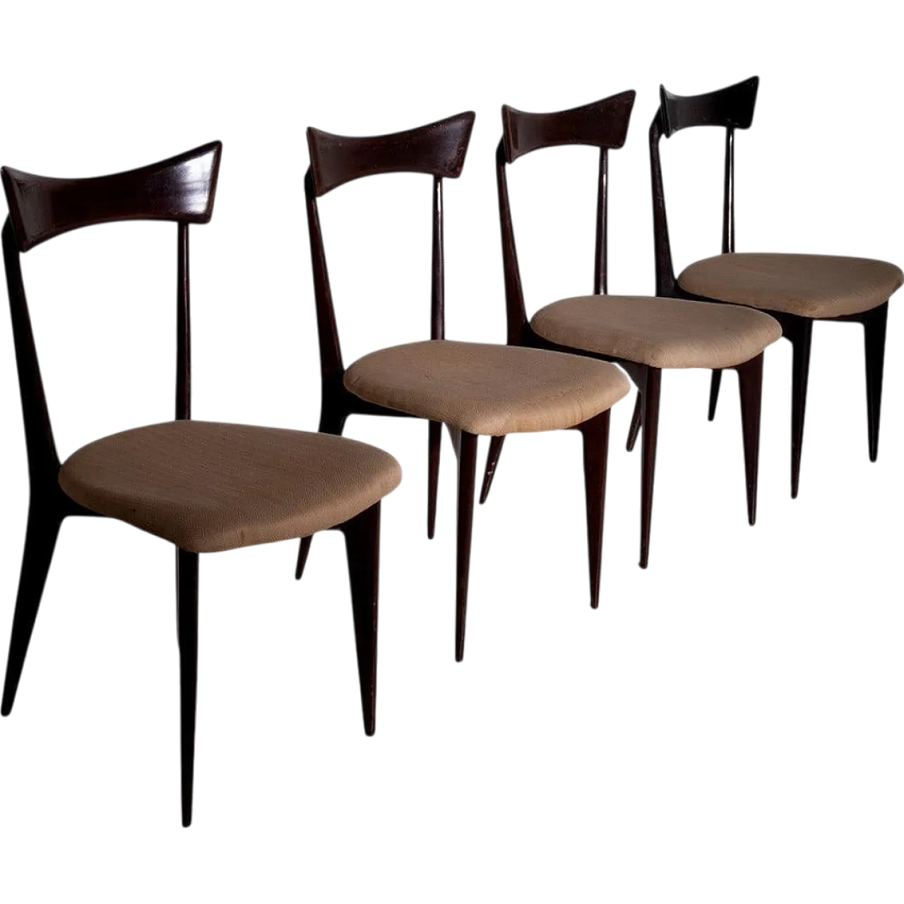 4 Wooden and cotton chairs, 1950s 12