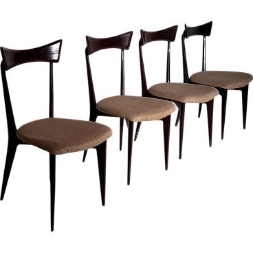 4 Wooden and cotton chairs, 1950s