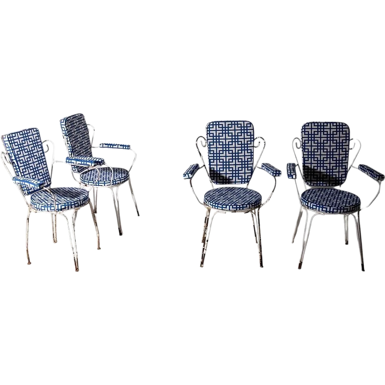 4 Iron and cotton garden chairs, 1950s 13