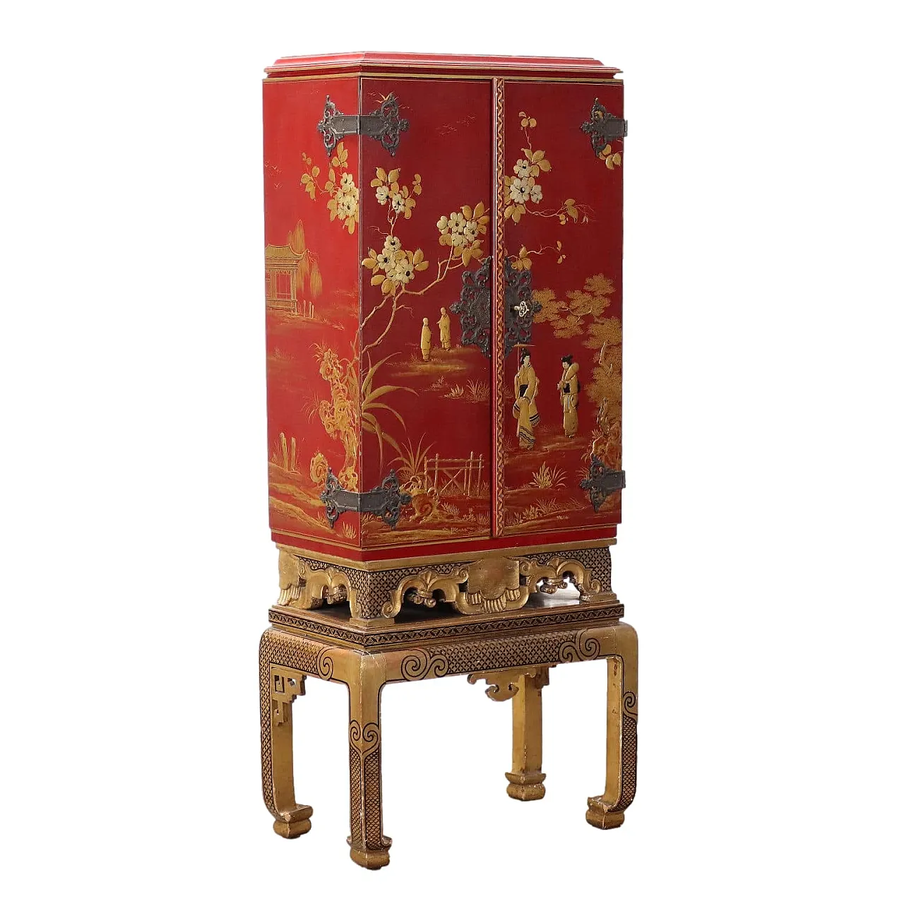 Wooden bar cabinet in Chinoiserie style, 20th century 1