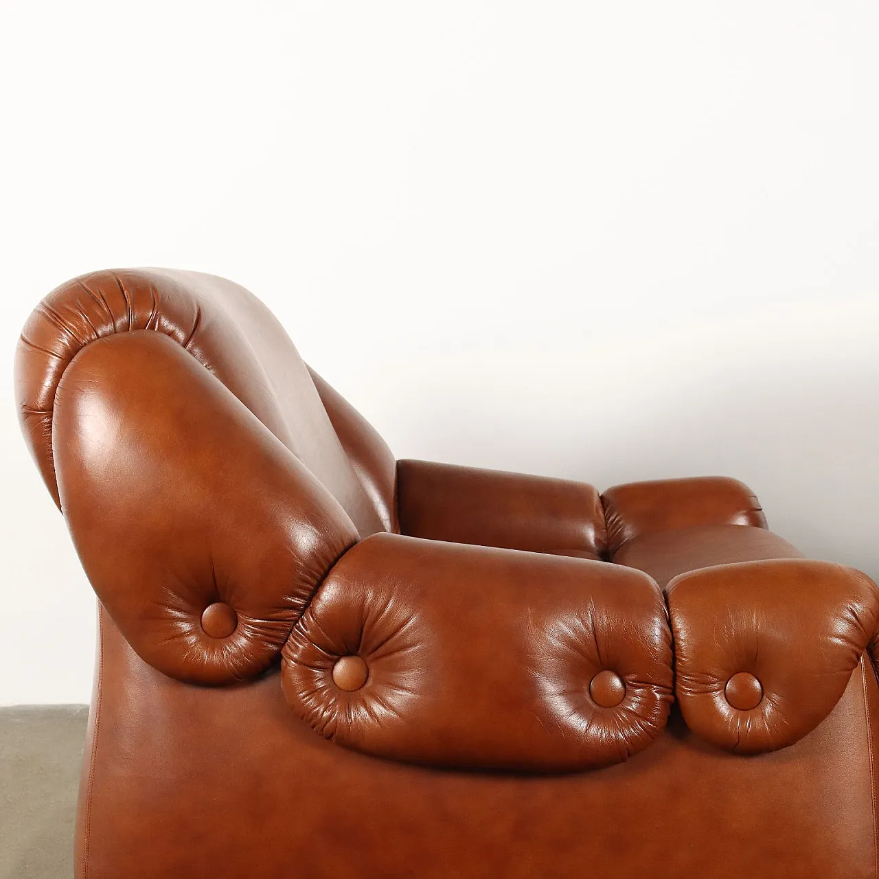 Pair of foam and leatherette armchairs, 1970s 3