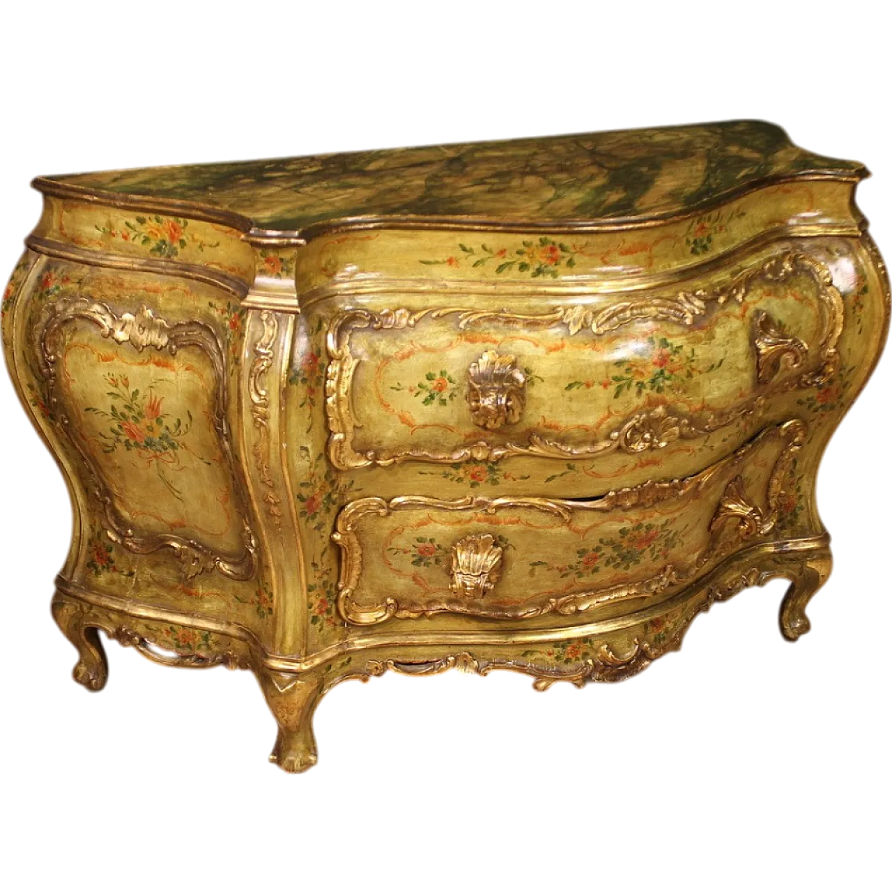 Large Venetian lacquered and gilded chest of drawers, 20th century 13